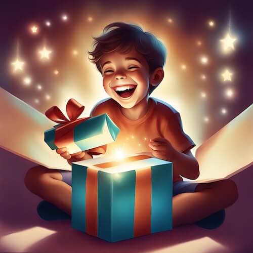 kid opening a present